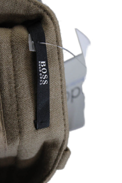 Boss Hugo Boss Womens Wool Pocketed Wide Legged Pants Brown Size 12