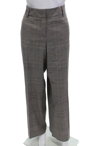 Boss Hugo Boss Womens Wool Pocketed Wide Legged Pants Brown Size 12