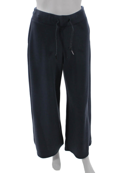 Spanx Womens High Rise Drawstring Knit Wide Leg Pants Navy Size Small