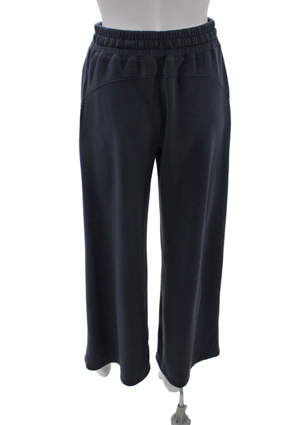 Spanx Womens High Rise Drawstring Knit Wide Leg Pants Navy Size Small