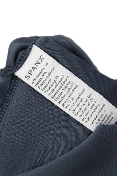 Spanx Womens High Rise Drawstring Knit Wide Leg Pants Navy Size Small