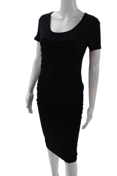 Standard James Perse Womens Short Sleeve Ruched Tee Shirt Dress Black Size 2