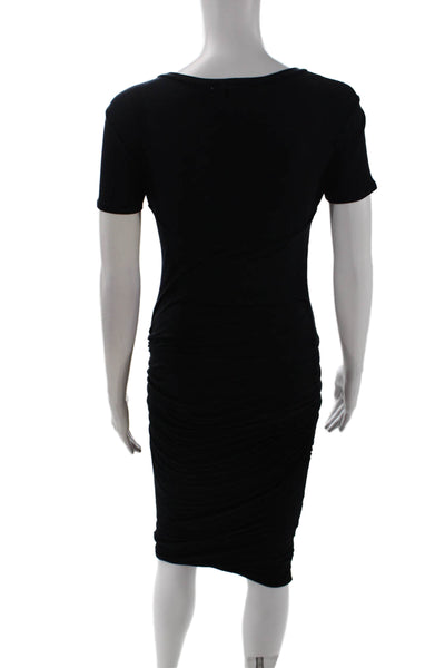 Standard James Perse Womens Short Sleeve Ruched Tee Shirt Dress Black Size 2