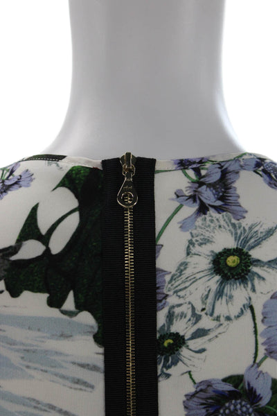 Erdem Womens Back Zip Short Sleeve Floral Shift Dress White Multi Size 6