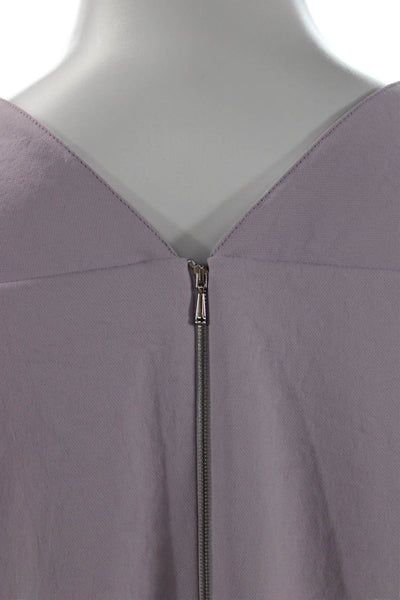Tibi Womens Square Neck Zip Back Long Sleeve A-Line Dress Purple Size 4