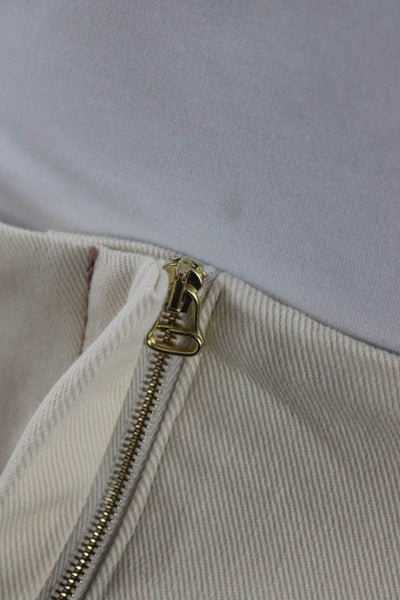 Odeeh Womens Cotton Belt Midi A-Line Skirt Cream Size 38