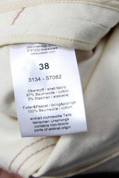 Odeeh Womens Cotton Belt Midi A-Line Skirt Cream Size 38