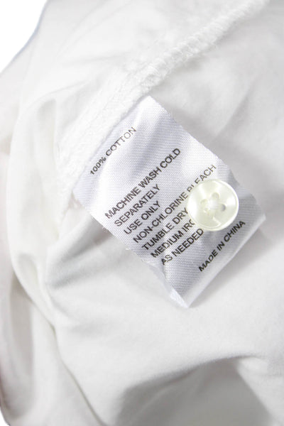 Birds of Paradis Womens Collar Ruffle Sleeve Buttoned Blouse Top White Sz S
