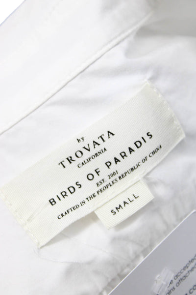 Birds of Paradis Womens Collar Ruffle Sleeve Buttoned Blouse Top White Sz S
