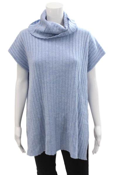 Central Park West Womens Cashmere Turtleneck Knit Sweater Blue Size S