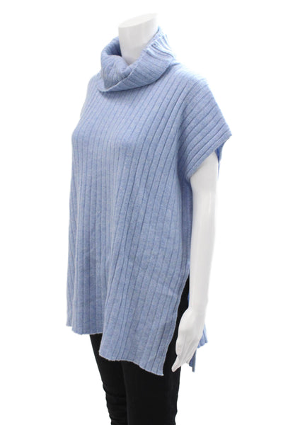 Central Park West Womens Cashmere Turtleneck Knit Sweater Blue Size S