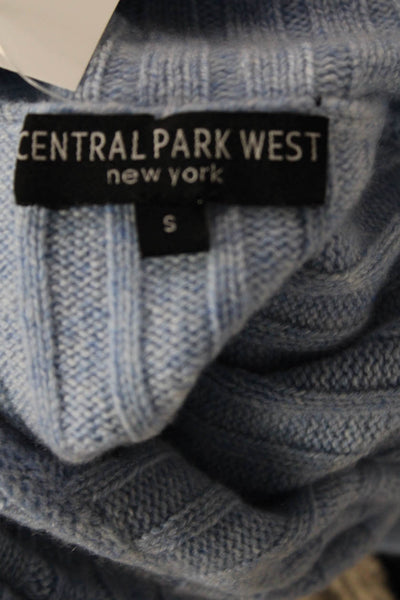 Central Park West Womens Cashmere Turtleneck Knit Sweater Blue Size S