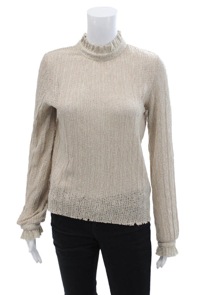 Zara Womens High Neck Long Sleeve Knit Top Nude Size L