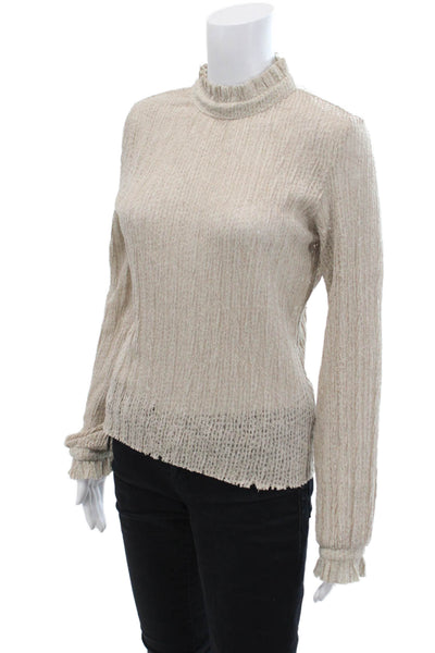 Zara Womens High Neck Long Sleeve Knit Top Nude Size L