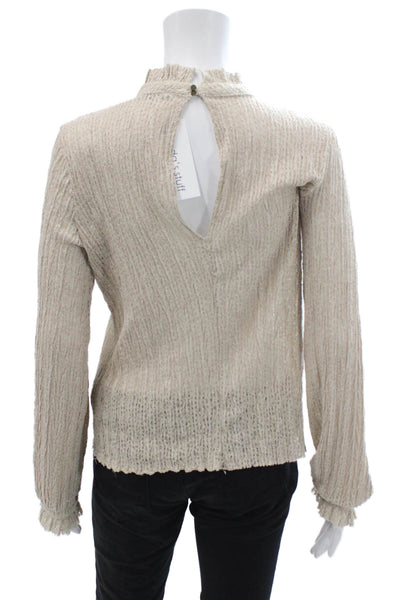 Zara Womens High Neck Long Sleeve Knit Top Nude Size L