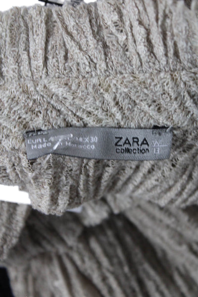 Zara Womens High Neck Long Sleeve Knit Top Nude Size L