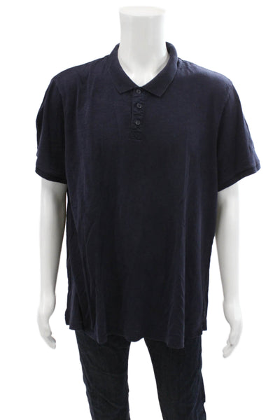 Vince Womens Cotton Collared Short Sleeve Casual Polo Top Dark Blue Size 1X