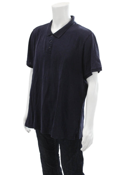 Vince Womens Cotton Collared Short Sleeve Casual Polo Top Dark Blue Size 1X