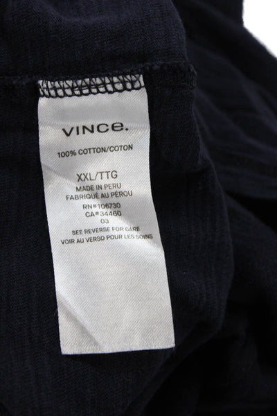 Vince Womens Cotton Collared Short Sleeve Casual Polo Top Dark Blue Size 1X