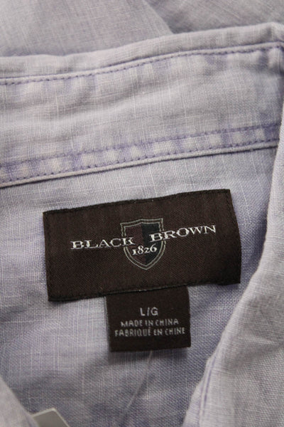 Black Brown 1826 Womens Linen Collared Button Down Shirt Purple Size L