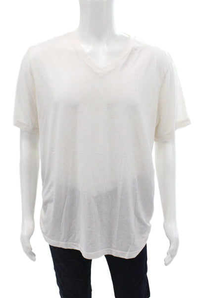 Bella + Canvas Mens Cotton Short Sleeve V-Neck Casual T-Shirt White Size XL