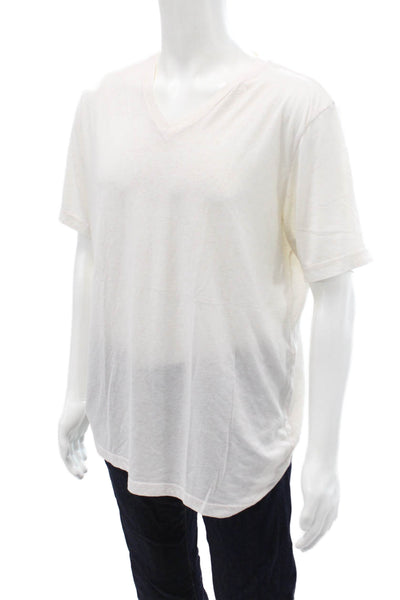 Bella + Canvas Mens Cotton Short Sleeve V-Neck Casual T-Shirt White Size XL