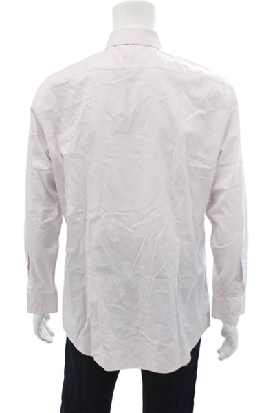 Calvin Klein Mens Cotton Collared Spotted Button Down Shirt Pink Size 16.5