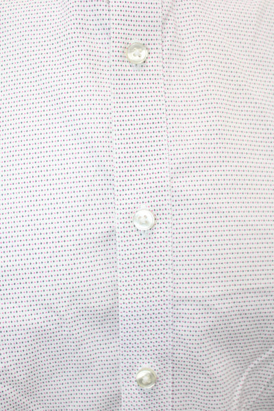 Calvin Klein Mens Cotton Collared Spotted Button Down Shirt Pink Size 16.5
