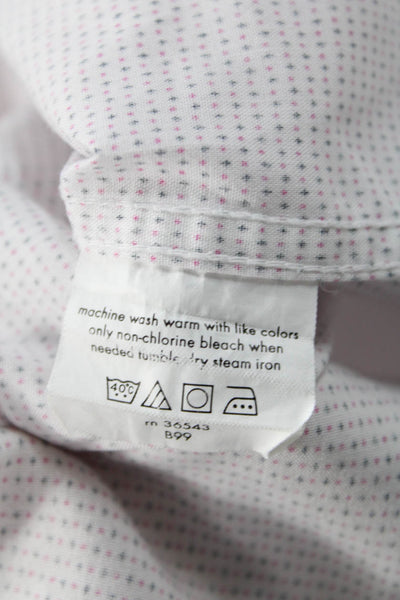 Calvin Klein Mens Cotton Collared Spotted Button Down Shirt Pink Size 16.5