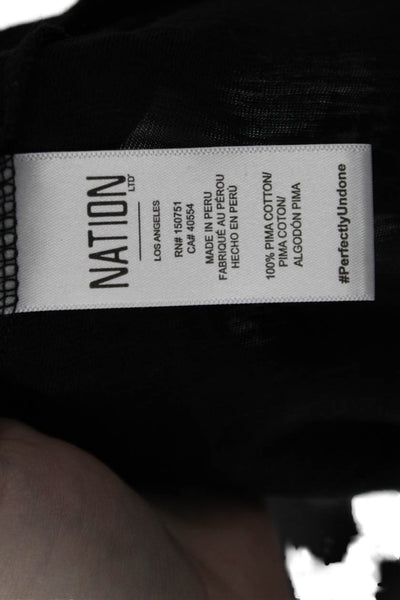 Nation LTD Womens Cotton Mock Neck Long Sleeve Smocked Shirt Black Size S