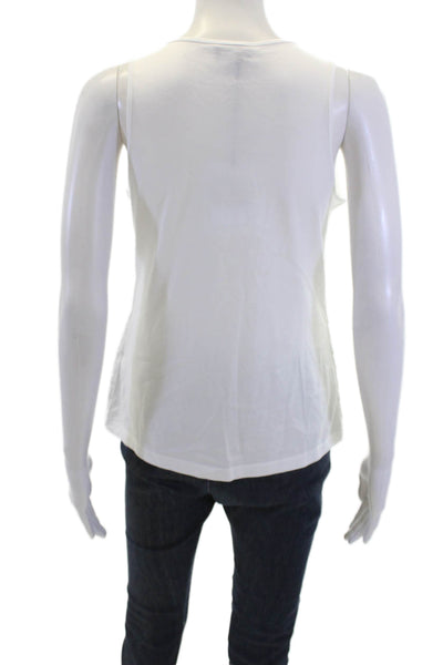 Marella Sport Womens Sequined Terzo Tank Top White Cotton Size Medium