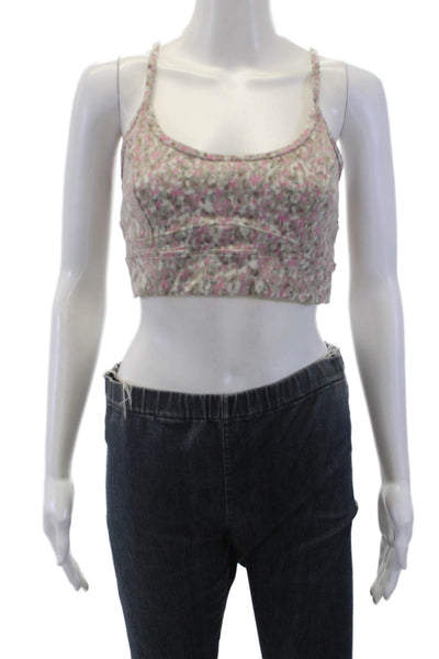 Varley Womens Floral Print Move Irene Sports Bra Rose Water Pink BrownSize Large