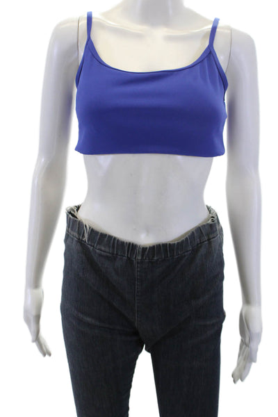 The Upside Womens Carnaby Hutton Scoop Neck Sports Bra Blue Size Large