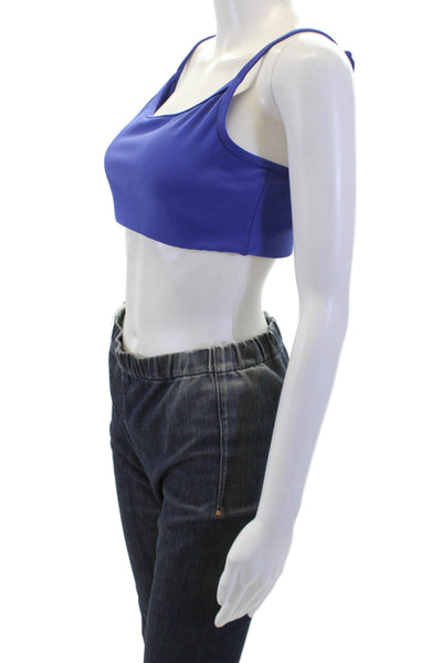 The Upside Womens Carnaby Hutton Scoop Neck Sports Bra Blue Size Large
