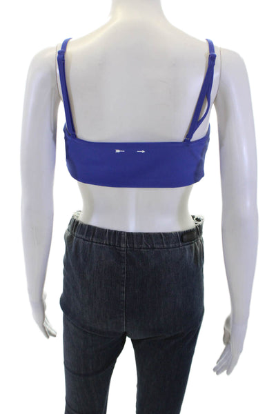 The Upside Womens Carnaby Hutton Scoop Neck Sports Bra Blue Size Large