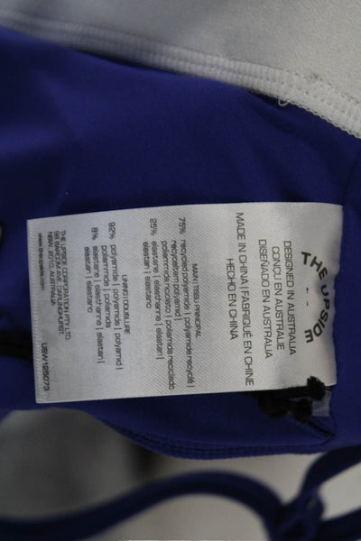 The Upside Womens Carnaby Hutton Scoop Neck Sports Bra Blue Size Large
