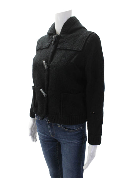 DKNY Womens Wool Toggle Hooded Long Sleeve Jacket Black Size M