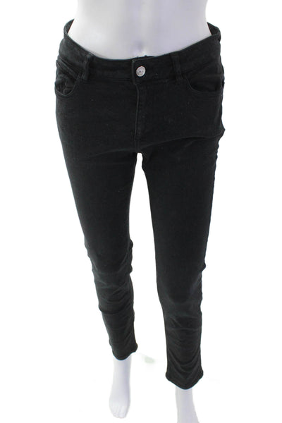Zara Womens High Rise Skinny Ankle Leg Denim Jeans Black Size 8