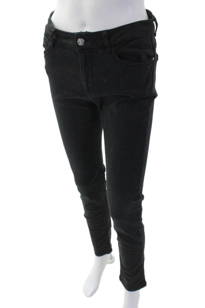 Zara Womens High Rise Skinny Ankle Leg Denim Jeans Black Size 8