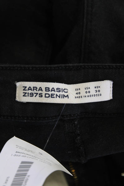 Zara Womens High Rise Skinny Ankle Leg Denim Jeans Black Size 8