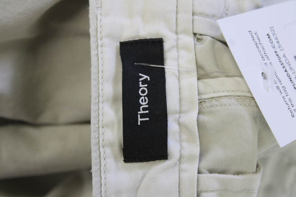 Theory Womens Cotton High Rise Straight Leg Pants Gray Size 30