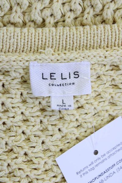 Le Lis Womens Cotton Sleeveless Cropped Tie Back High Low Sweater Yellow Size L