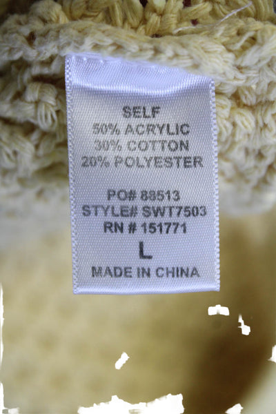 Le Lis Womens Cotton Sleeveless Cropped Tie Back High Low Sweater Yellow Size L