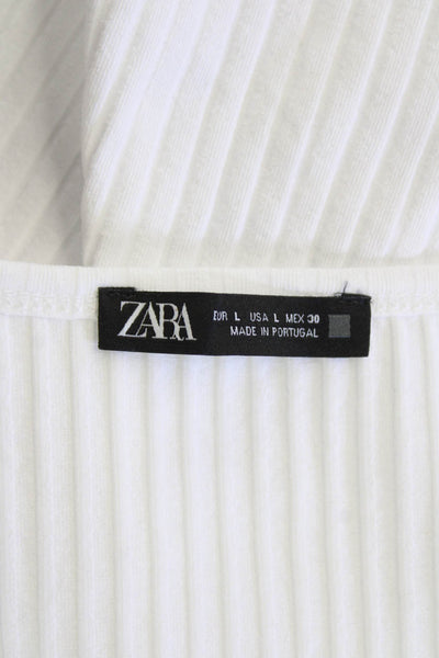 Zara Womens Scoop Neck Sleeveless Pullover Tank Top White Size Large