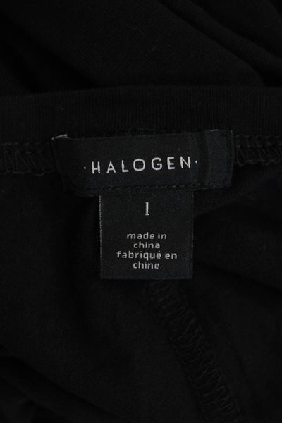 Halston Womens Long Sleeves Crew Neck Tee Shirt Rich Black Size Large