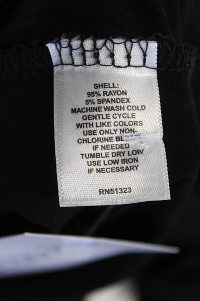 Halston Womens Long Sleeves Crew Neck Tee Shirt Rich Black Size Large