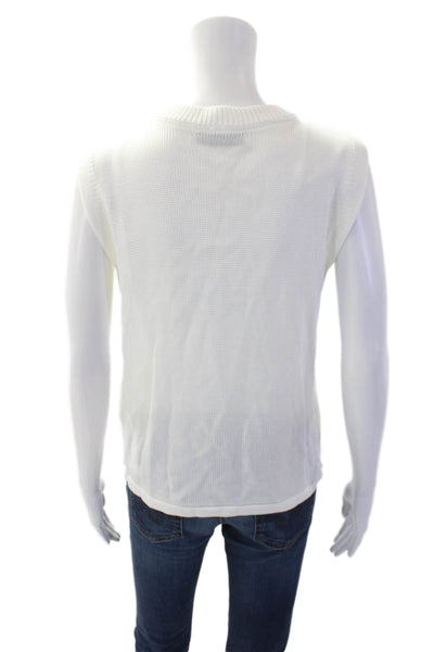 Zara Womens Sleeveless Pullover V Neck Shell Sweater White Size Large