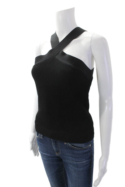 Babaton Womens Ribbed Sleeveless Halter Neck Blouse Black Size Large