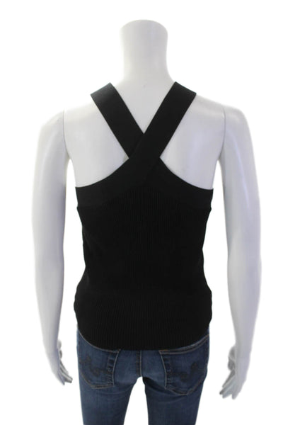 Babaton Womens Ribbed Sleeveless Halter Neck Blouse Black Size Large