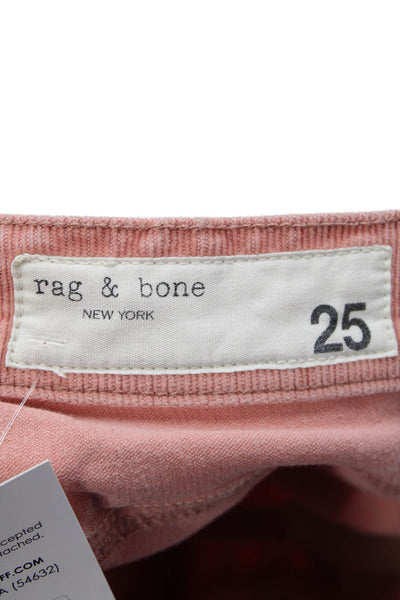 Rag & Bone Womens Cotton Zip Button Slim Leg Corduroy Pants Pink Size EUR 27